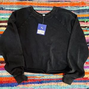 Distressed Black Crop Sweatshirt